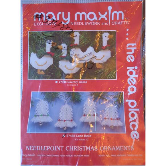 Mary Maxim Needlepoint Lace Bells Holiday Ornaments #37482 set makes 10 NEW - Picture 1 of 4